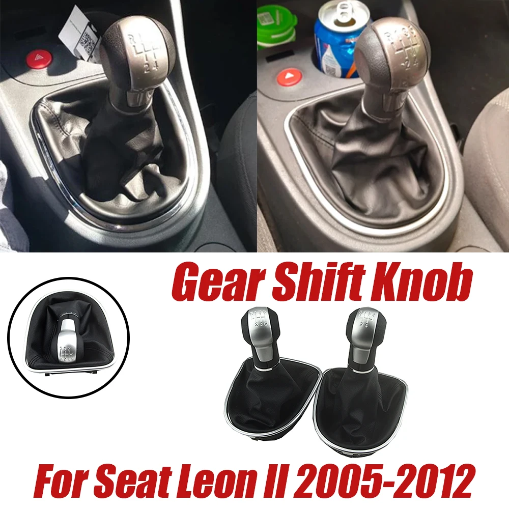 

For Seat Toledo III 2004-2009 Manual Gear Shift Knob With Leather Gaiter Boot Cover Auto Part