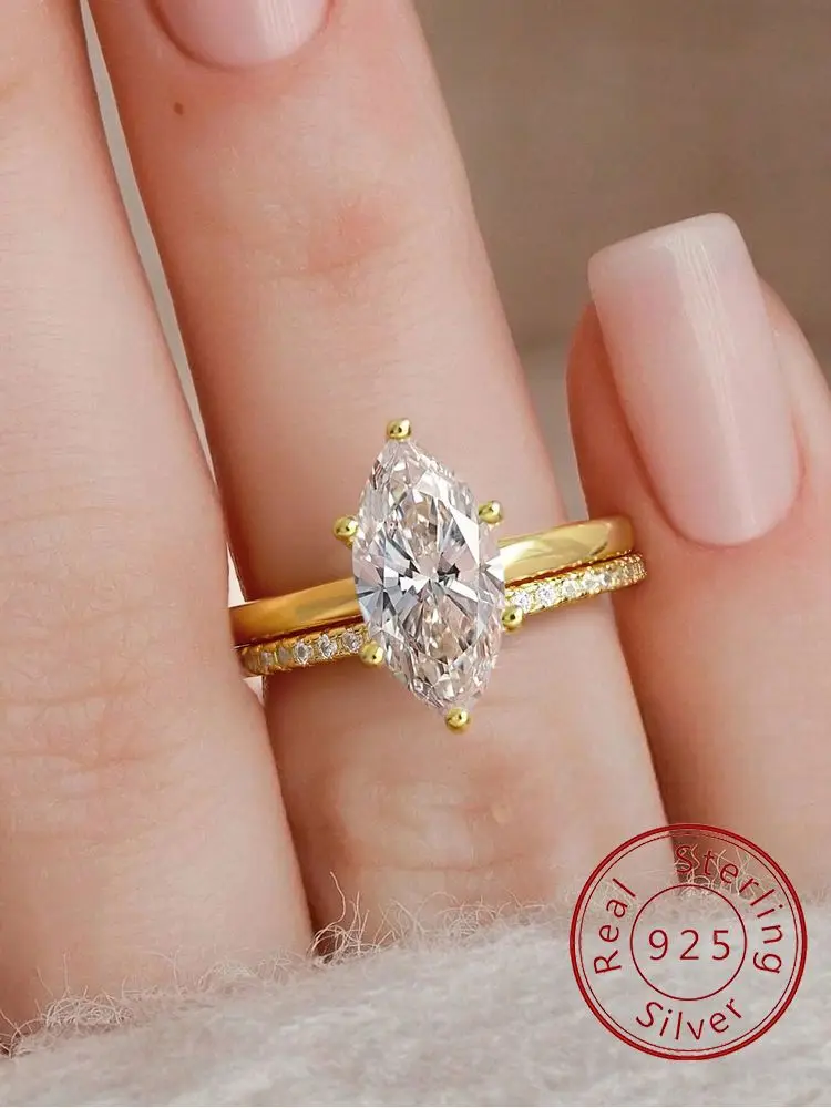 

925 Sterling Silver Classic Gorgeous Sparkling Zircon Ring For Women Engagement Wedding Luxury Fashion High Quality Fine Jewelry