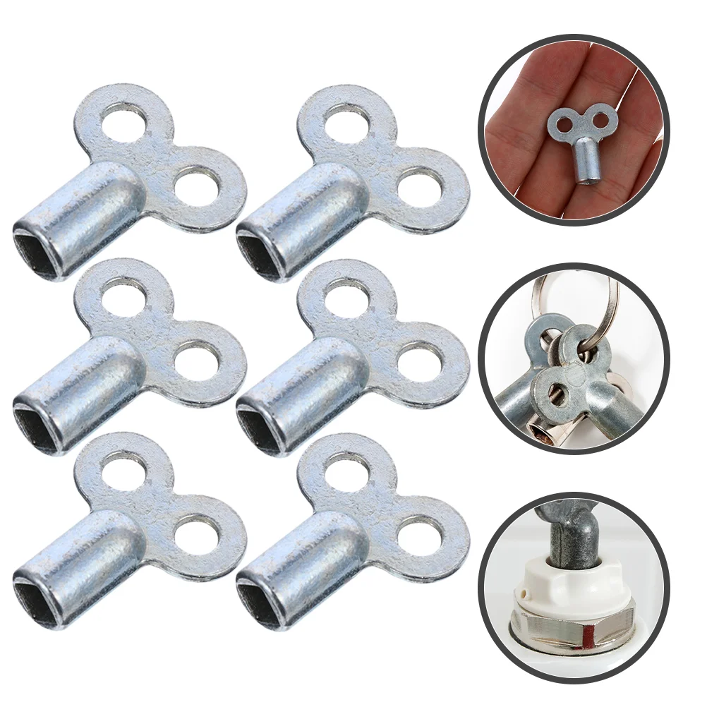 

6 Pcs Exhaust Valve Key Radiator Valves Keys Utility Air Outlet Universal Zinc Alloy Square Hole Metal Water