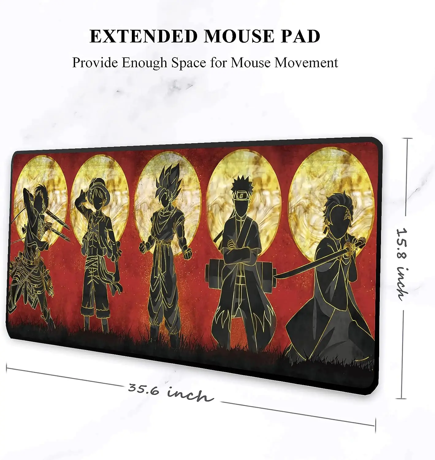 Anime Demon Slayer Gaming Mouse Pad Non-Slip Rubber Mouse Pad with Stitched Edges Waterproof Mouse Mat for Office 31.5