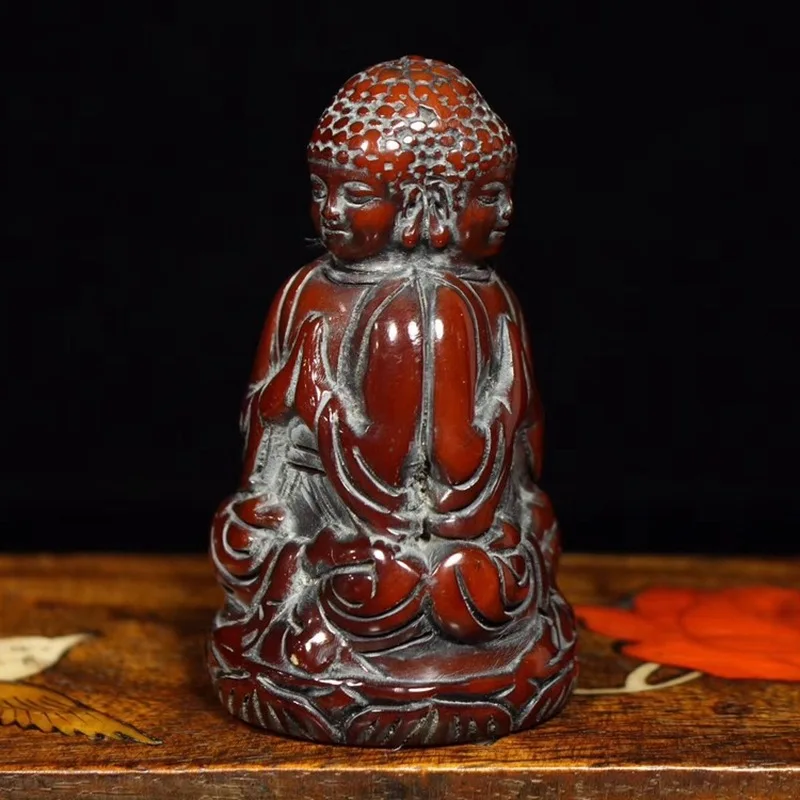 Antique Collection: Patinaed Yak Horn Carved Three-Faced Buddha Guanyin Pendant, Miscellaneous Antiques, Antique Imitation Ox Ho