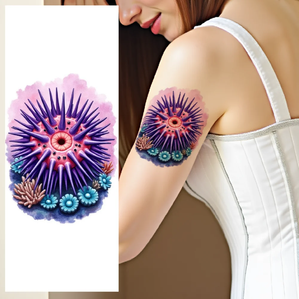 

12pcs Temporary Tattoo Colorful Realism Swordfish Sea Horse Octopus For Arms Men Back