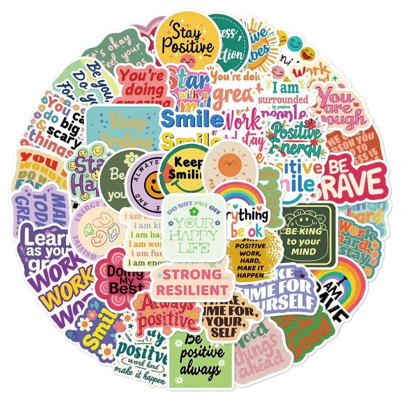 50 Pcs Cartoon Positive Affirmation English Series Graffiti 