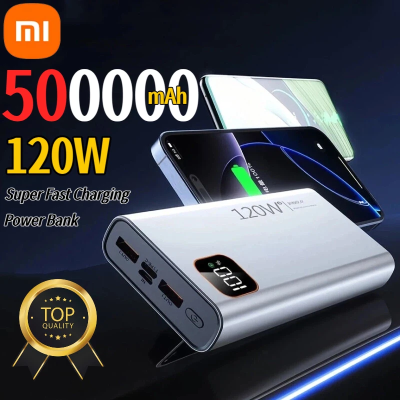 باور بانك Xiaomi بقدرة 500000 مللي أمبير في الساعة بقدرة 120 وات، باور بانك محمول فائق السرعة، بطارية عرض رقمية ذات سعة كبيرة لهاتف آيفون وسامسونج #1