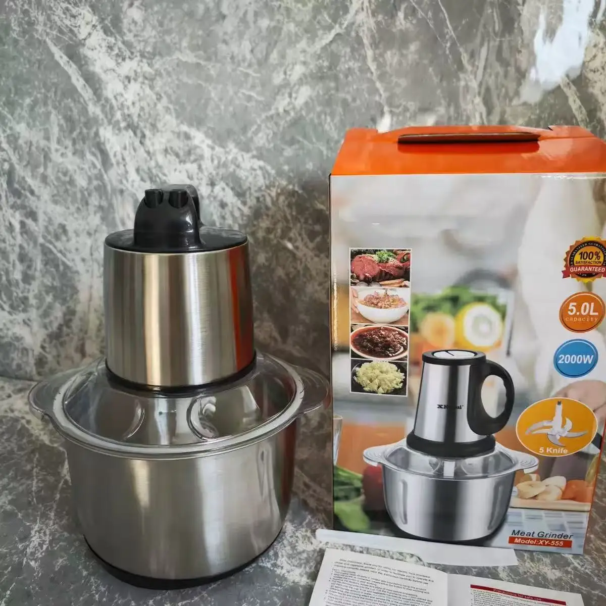 2L 3L 5L Stainless Steel Electric Blender Multifunctional High Power Food Processor Meat Grinder, Vegetable Fruit Mixer