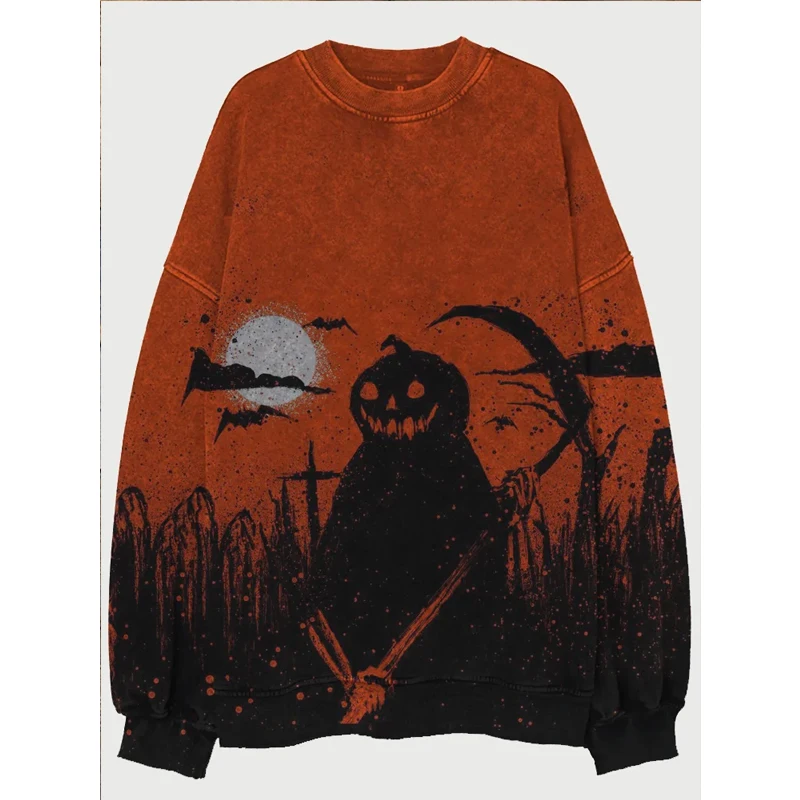 Sweat-shirt délavé vintage Halloween, Art fantôme Aliments