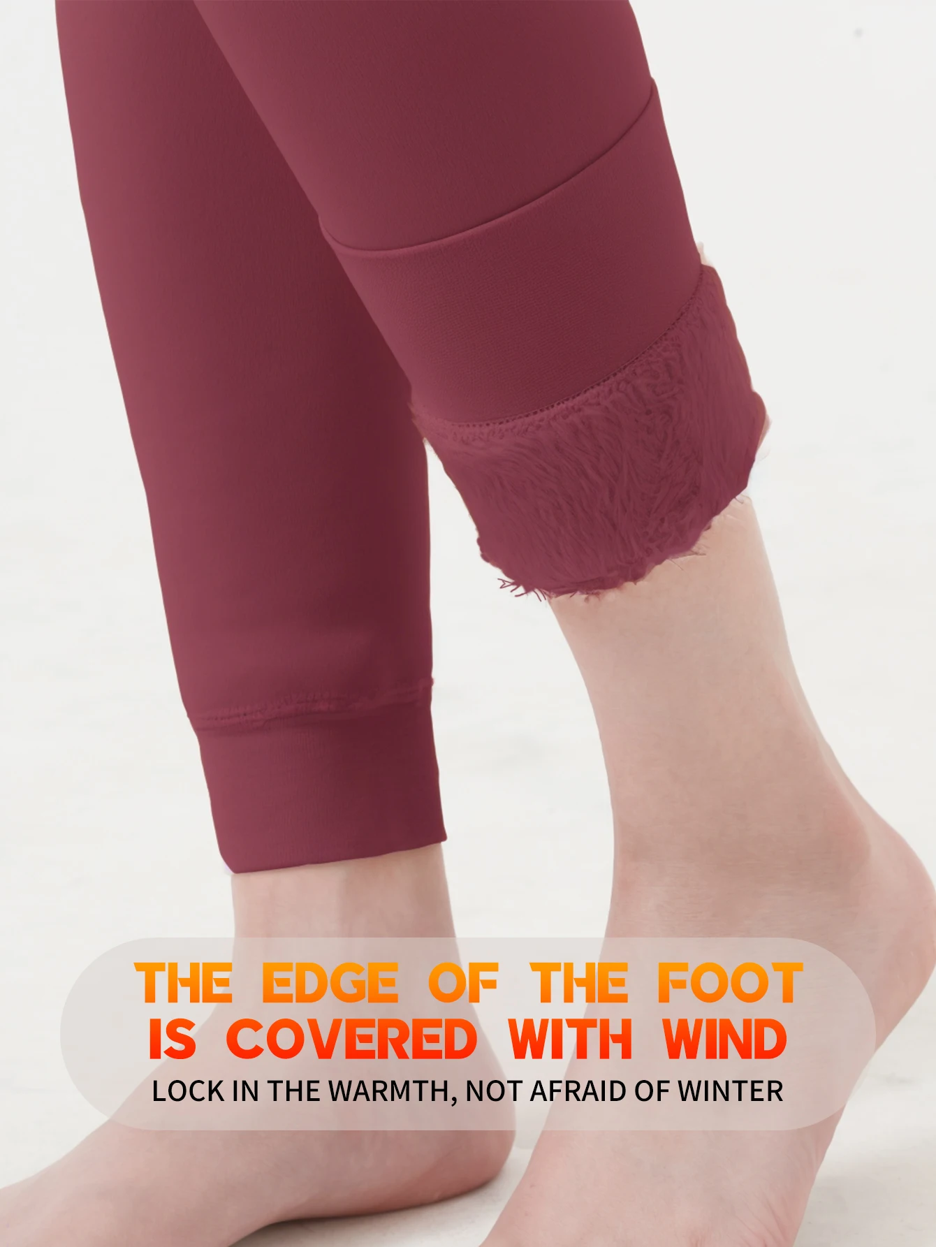 Calça Quente e Apertada Feminina, Velo adicionado, Moda Outono e Inverno, 9 "Conectado Pé Plush Base um Conjunto