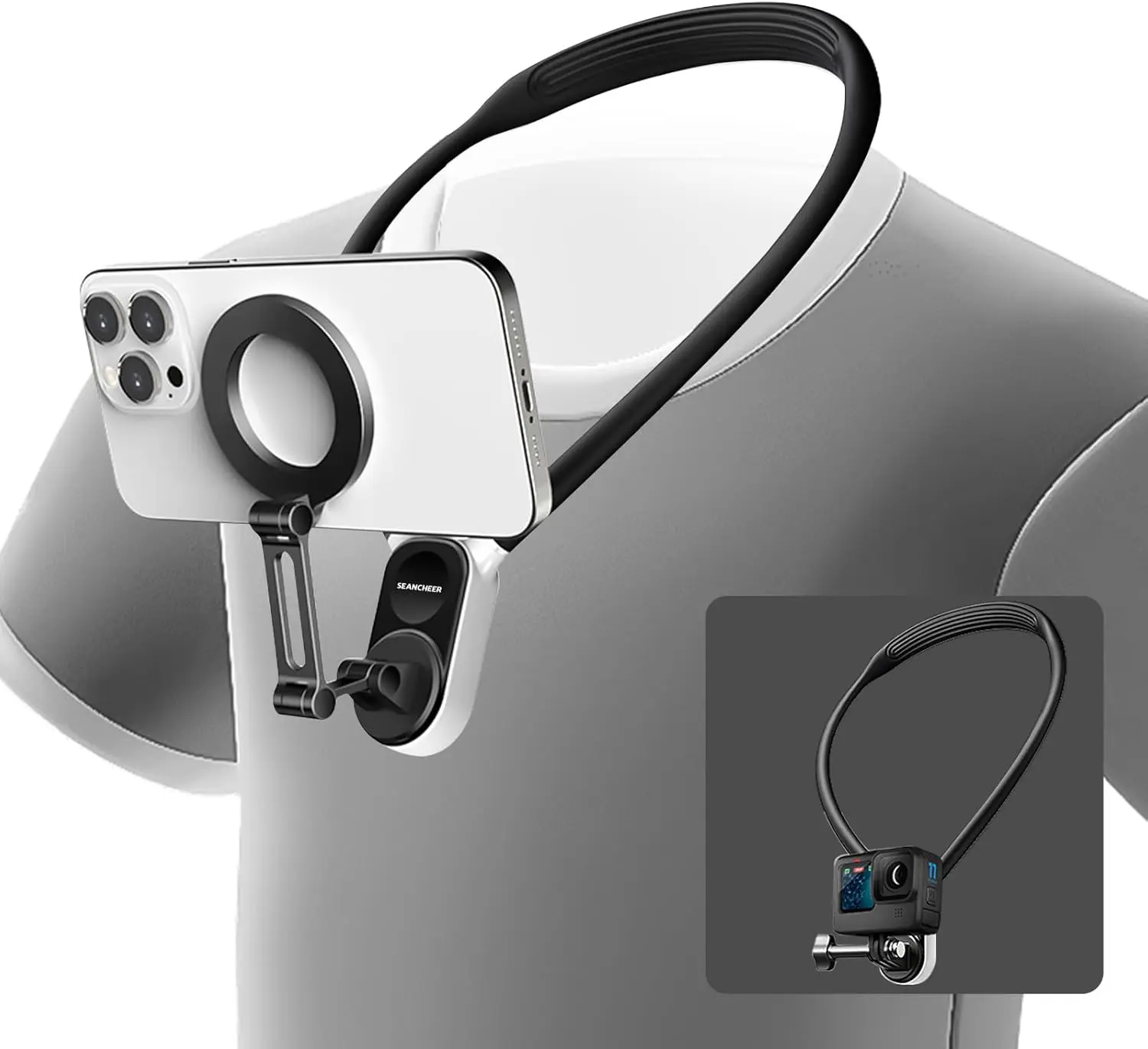 Pocket 2/3 Magnetic Neck Mount for DJI Creator Combo,Chest Mount Stand Hand Free Neck Holder for GoProHero 9-13 insta360 x1-4