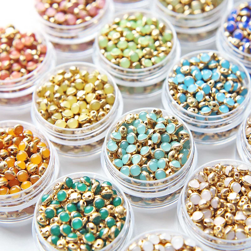 4mm 100PCS Mini Buttons Gold Colorful Tiny Pearl Buttons for DIY Craft Supplies Doll Shirt Clothes Jeans Sewing Accessories