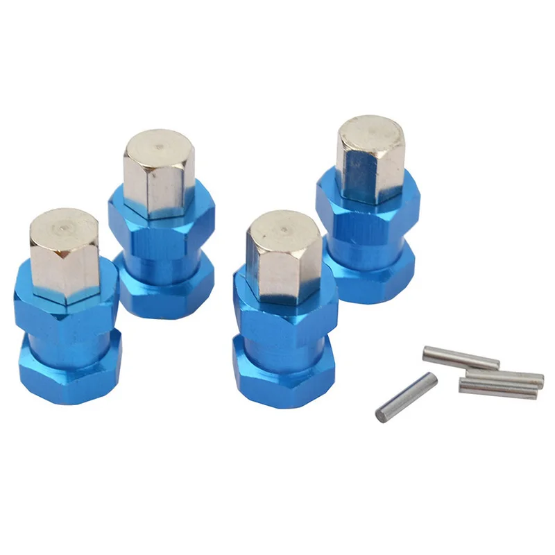 Adaptador de unidad de cubo de rueda hexagonal de aluminio para coche RC, acoplador de extensión, 4 piezas, 12Mm, para 1/10 RC Crawler Axial SCX10 D90, azul, 15Mm