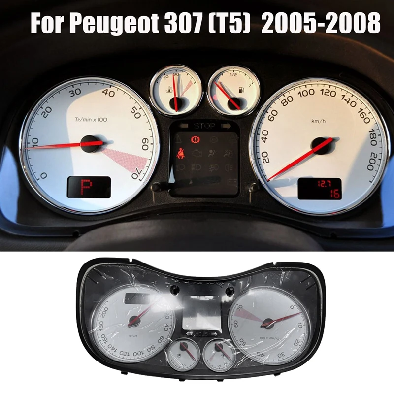 Car Instrument Tachometer Assembly 6105H0 9659797780 For Peugeot 307 (T5)05-08 LCD Speedometer Gauge Cluster Combination