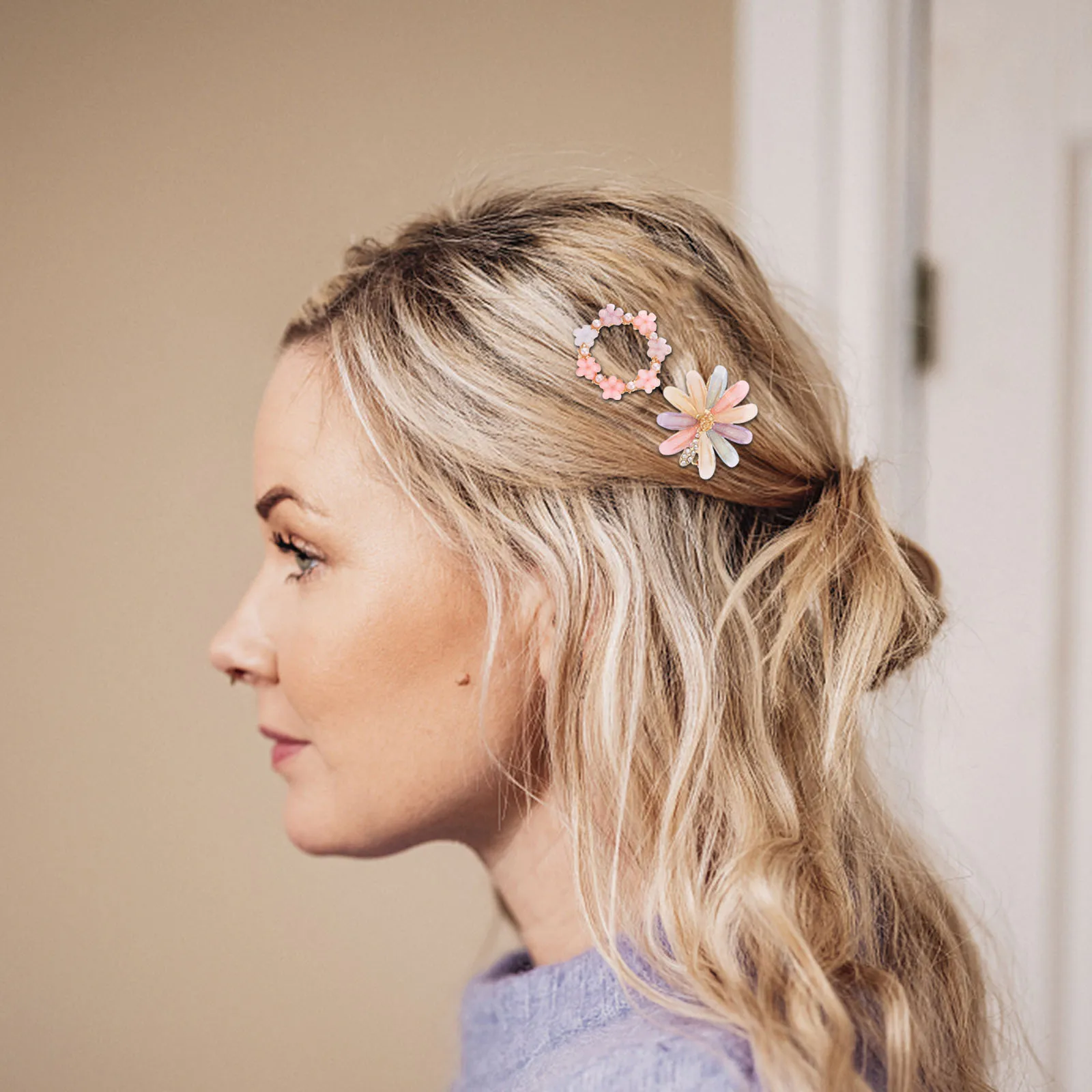 

4Pcs Girl Flower Hair Barrette Decorative Hair Clips Crystal Metal Hairpins Elegant Style Suitable for Daily Use Party Wedding