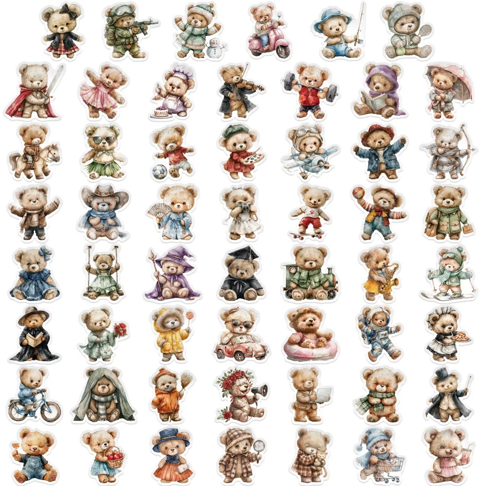 55 قطعة من ملصقات الكتابة على الجدران اللطيفة على شكل دمية دب DIY للأطفال لعبة كلاسيكية للسفر والأمتعة والجيتار ملصق إبداعي مقاوم للماء