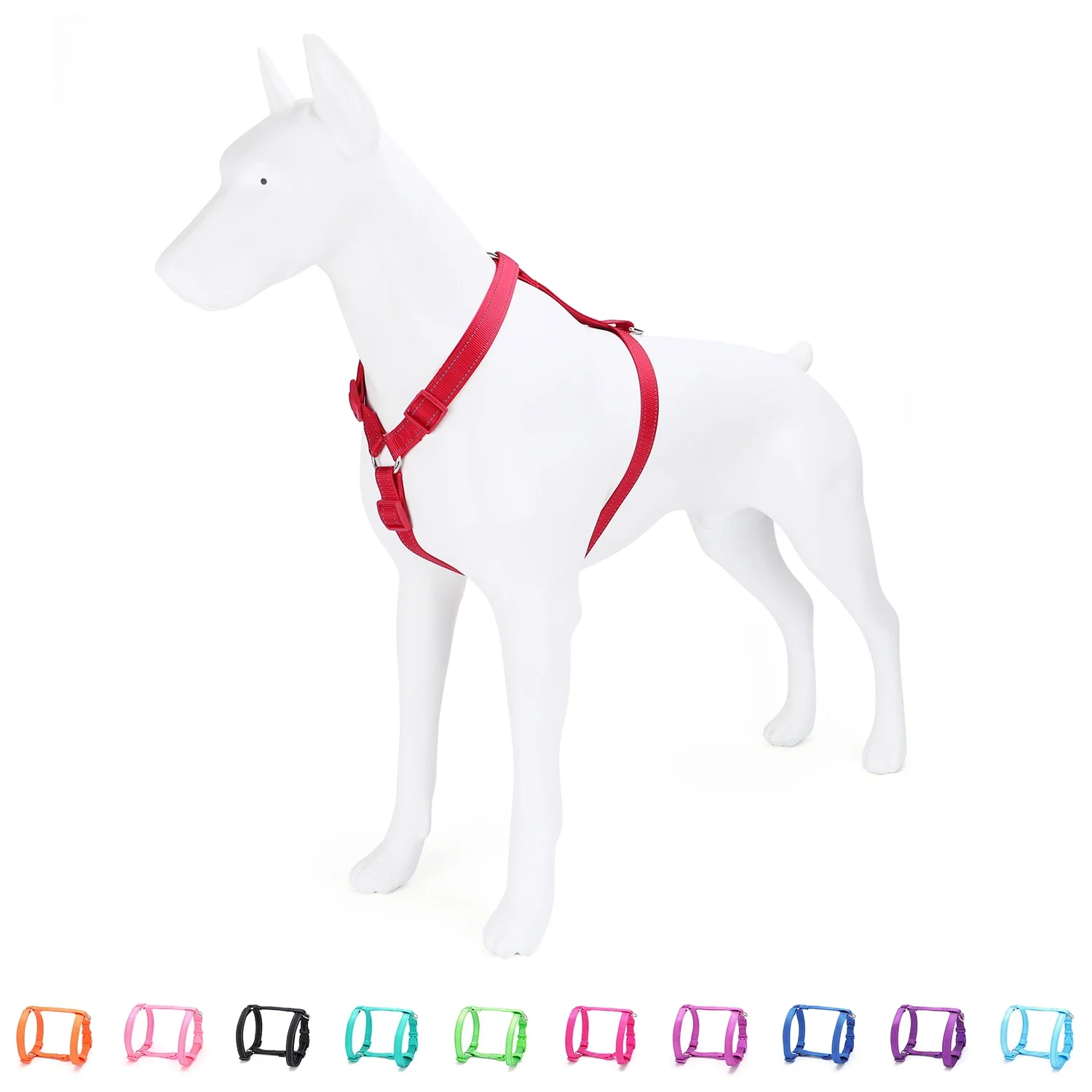 Customizable Nylon Pet Harness in 11 Colors H-Shape Reflective Design with No Pull Feature for Small Medium & Large Dogs Puppies