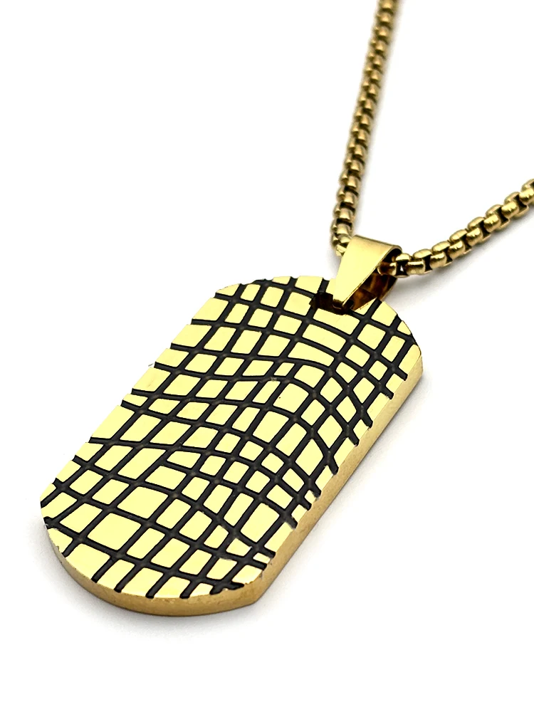 Grid Groove Dog Tag Anhänger Halskette für Damen und Herren, Hip-Hop-Edelstahl, Punk-Street-Power-Kette, Schmuck-Accessoire – Detail 7