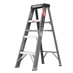 Fiberglass Step Ladder 4-Step 250lbs Gray
