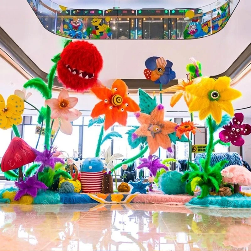 

Photo clock in decorative photography shopping mall event layout large fluffy flowers plush