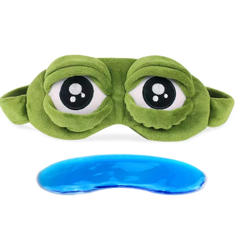 3D Sad Frog Sleep Mask Natural Sleeping Eyeshade Cover Shade Eye Patch Women Men Soft Portable Blindfold Travel Eyepatch