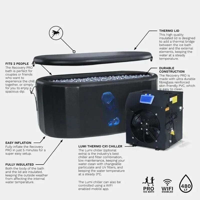 

Portable Outdoor Ice Bath Cold Plunge Inflatable Spa Pod PVC Recovery Tub Customizable Mobile Bathing Solution