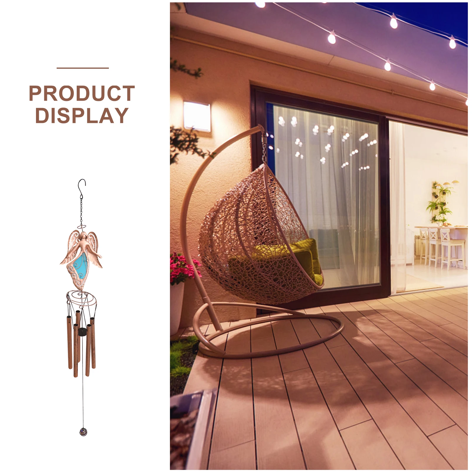 

1Pcs Night Glow Ironwork Windbell Decorative Flower Fairy Pendant Hanging Wind Chime Garden Balcony Ornament Decorative Windbell
