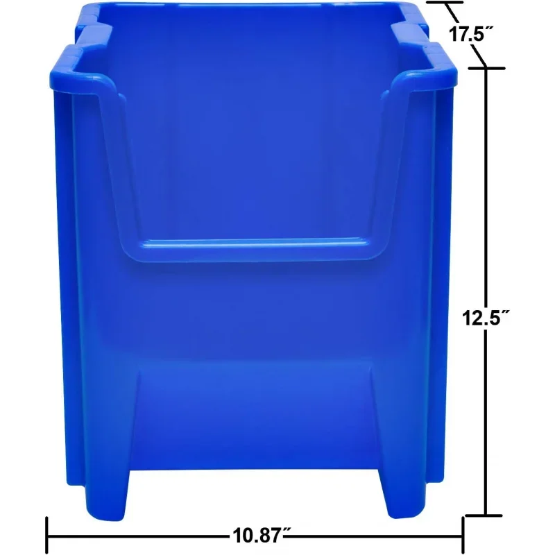 13014 Stak-N-Store Heavy Duty Stackable Open Front Plastic Storage Container Bin, (17-1/2-Inch x 11-Inch x 12-1/2-Inch), Blue, (