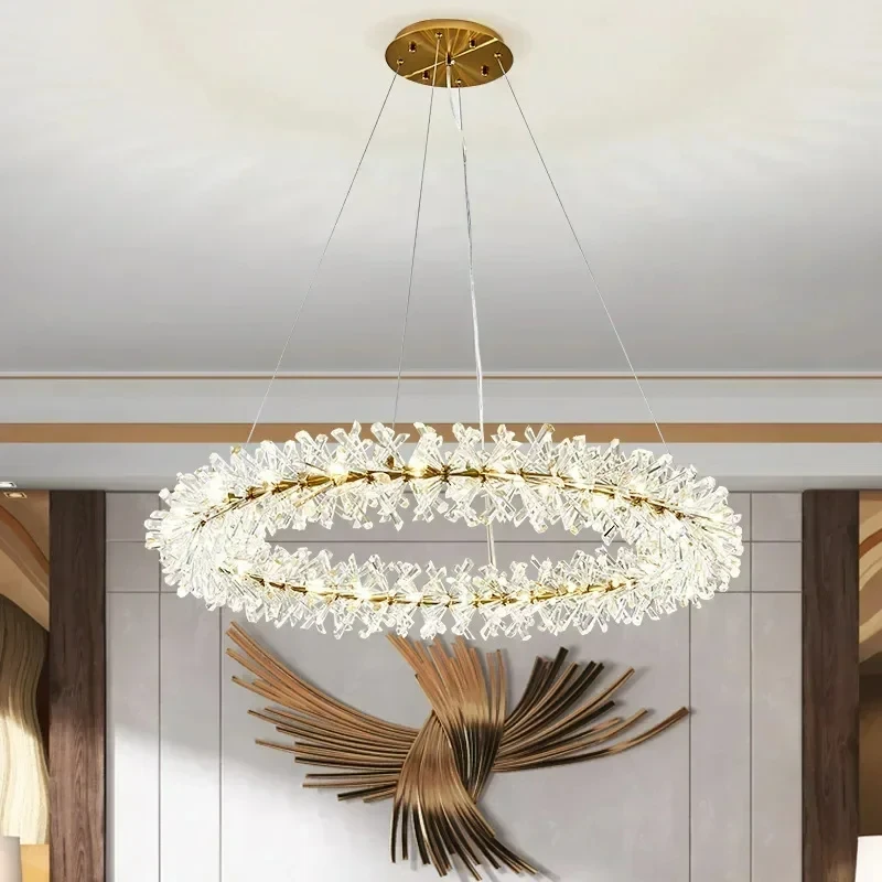 Imagem -05 - Modern Crystal Led Ceiling Chandelier Circular Lustre Chandelier Iluminação Interior Quarto e Sala de Estar Luxo k9 2024