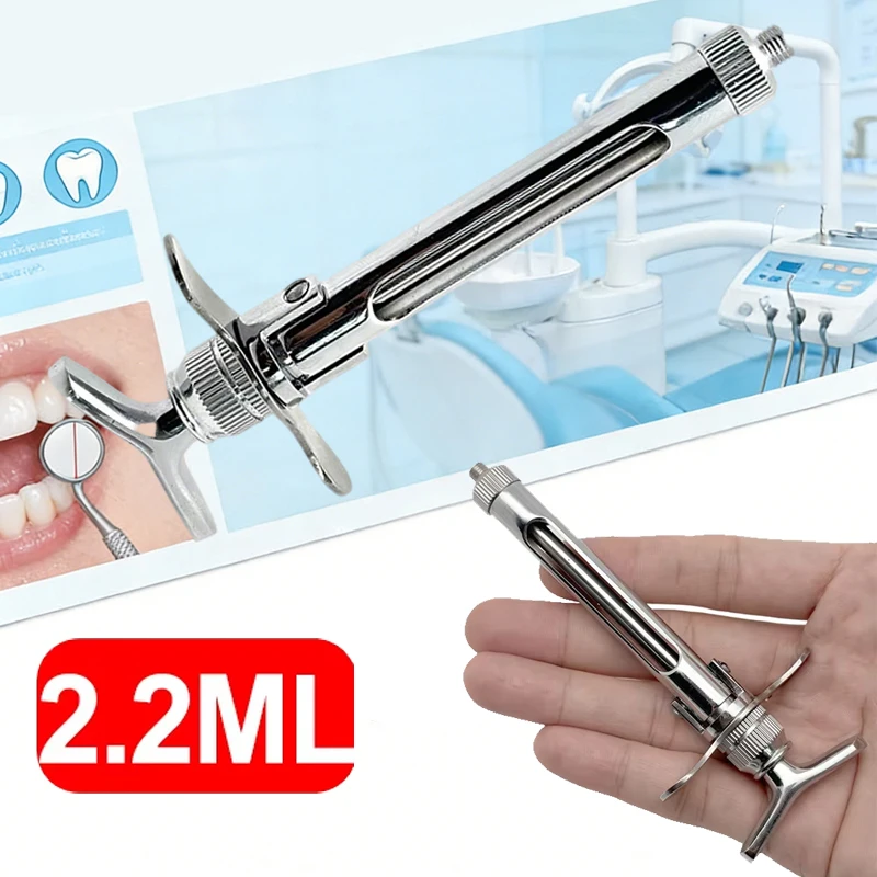 2 Side Syringes in 2.2 Ml Stainless Steel, High Pressure Extraction Tool for Endodontics, Root Canal Irrigation, Dentals Clinic