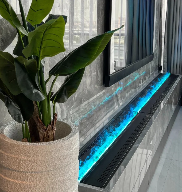 1.2M High Quality Interior Design Water Vapor Fireplace Eco Friendly Stainless Steel 3D Auto Atomizing Fireplace