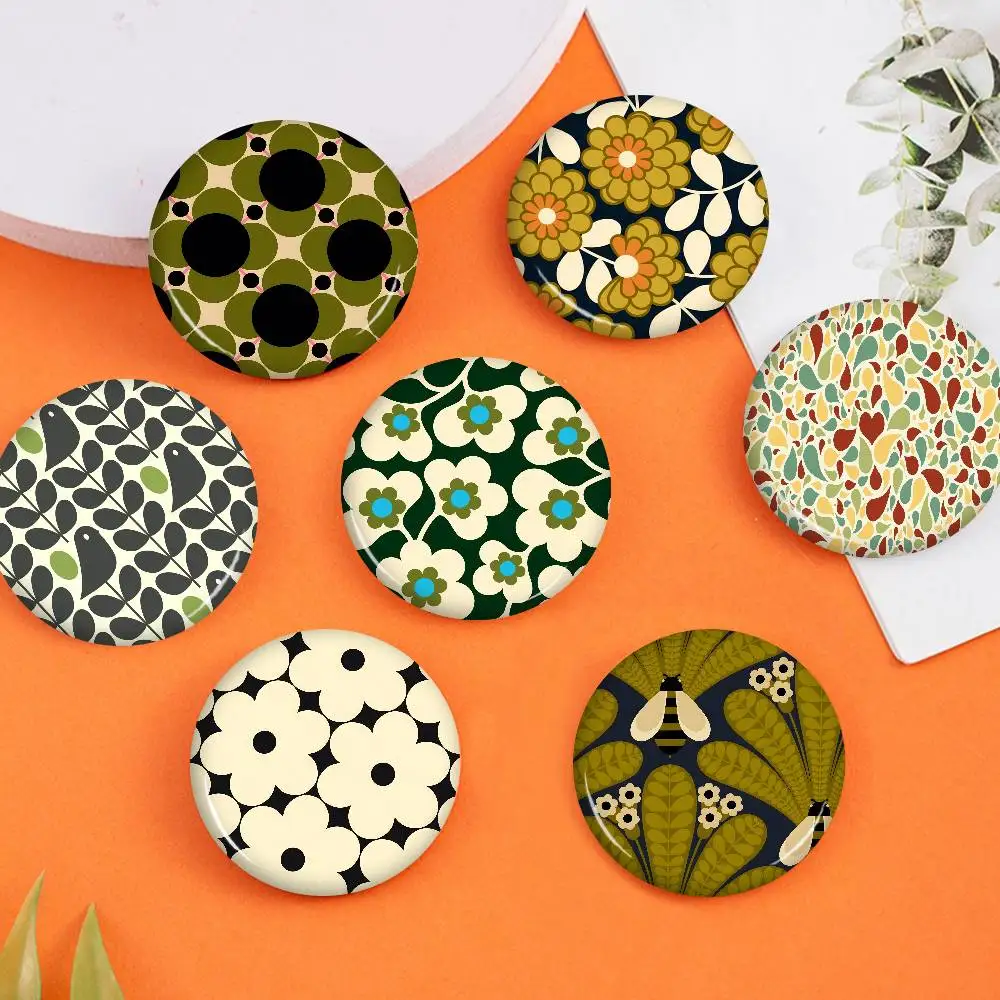 Orla Kiely Leaf Flower 58mm Cute Anime Figure Icon Badge Handmade Tinplate Brooch For Backpack Clothes Chest Ornament Gifts