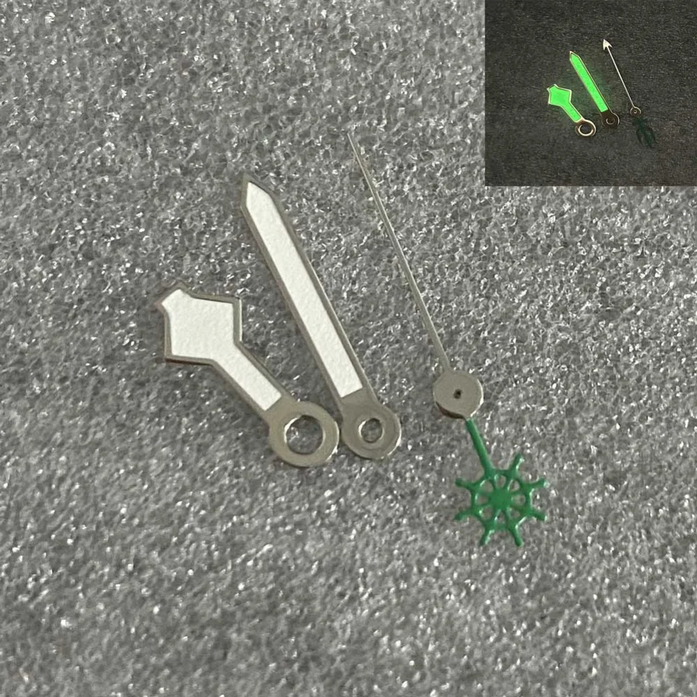 Зеленые светящиеся мужские часы с серебристыми краями/треугольные секундные стрелки, запасные части для NH35/NH36/4R/7S