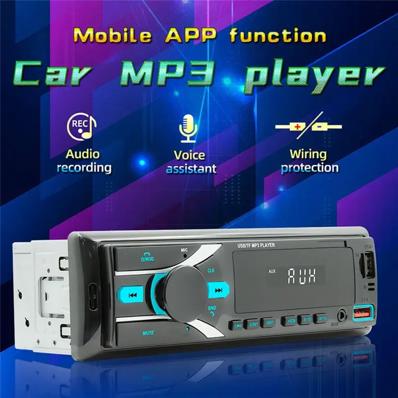Car Stereo Bluetooth Single Din MP3 Player Auto Radio Black With APP Control AM FM Radio AUX Input 2USB Radio Receiver