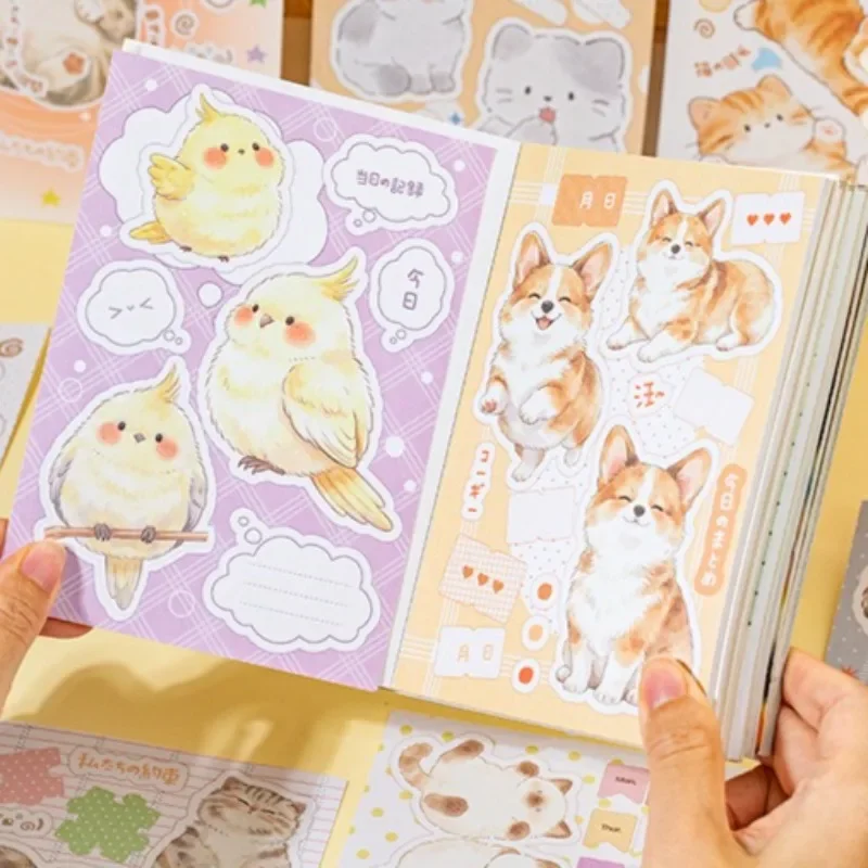 20pcs Tearable Adhesive Animal Sticker Book Writable Journal Note Marker Index Stickers Student Supplies Cute Stickers