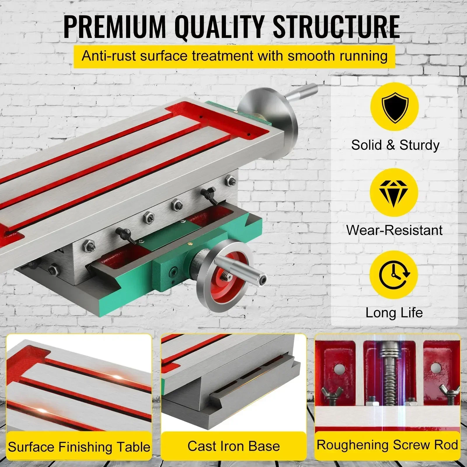 VEVOR Milling Table 17.7×6.7Inch Compound Slide Milling Table Multifunction Worktable Cross Milling Machine Compound 2 Axis