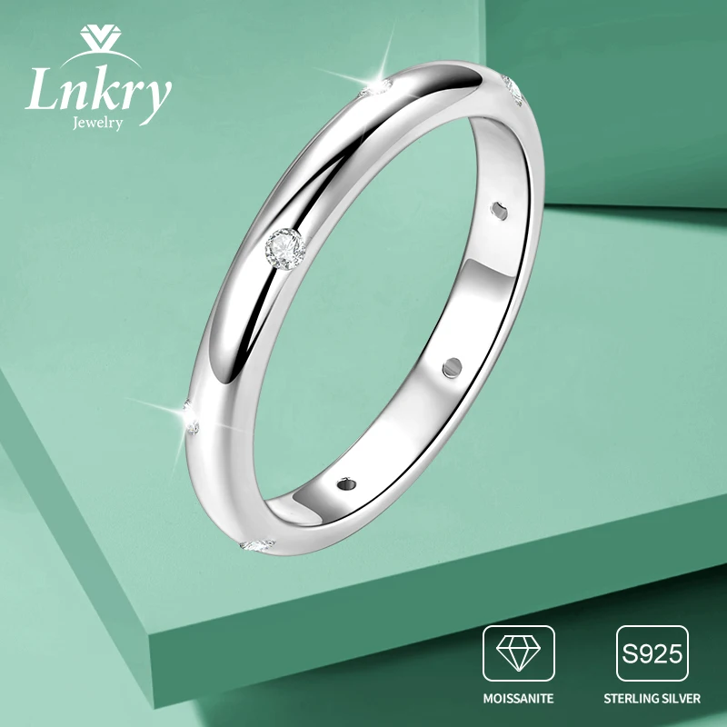 

Lnkry Trendy 1.6mm Moissanite Chunky Rings Anelli Argento 925 Silver Certified 14k Gold Plated Rings Jewelry For Wedding Gift