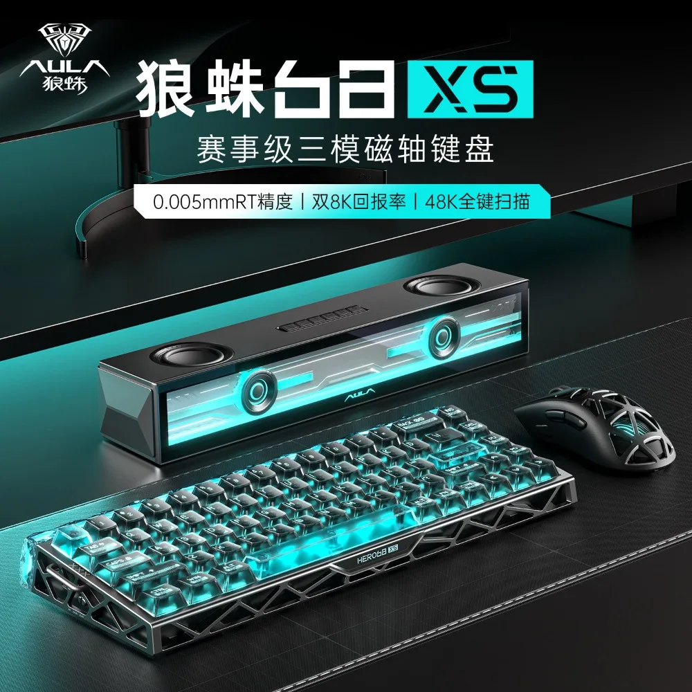 AULA Hero68 XS Hall Effect Magnetic Keyboard Tri-Mode Dual 8K 0.005mm RT ARGB Hot Swappable 6000mAh Long Battery Gamer Keyboard