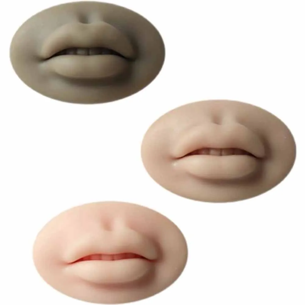 New 5D Soft Simulation Silicone Fake Mouth Lip Makeup Tattoo Practice Model Stencils Lipstick Color Display Teaching Tools