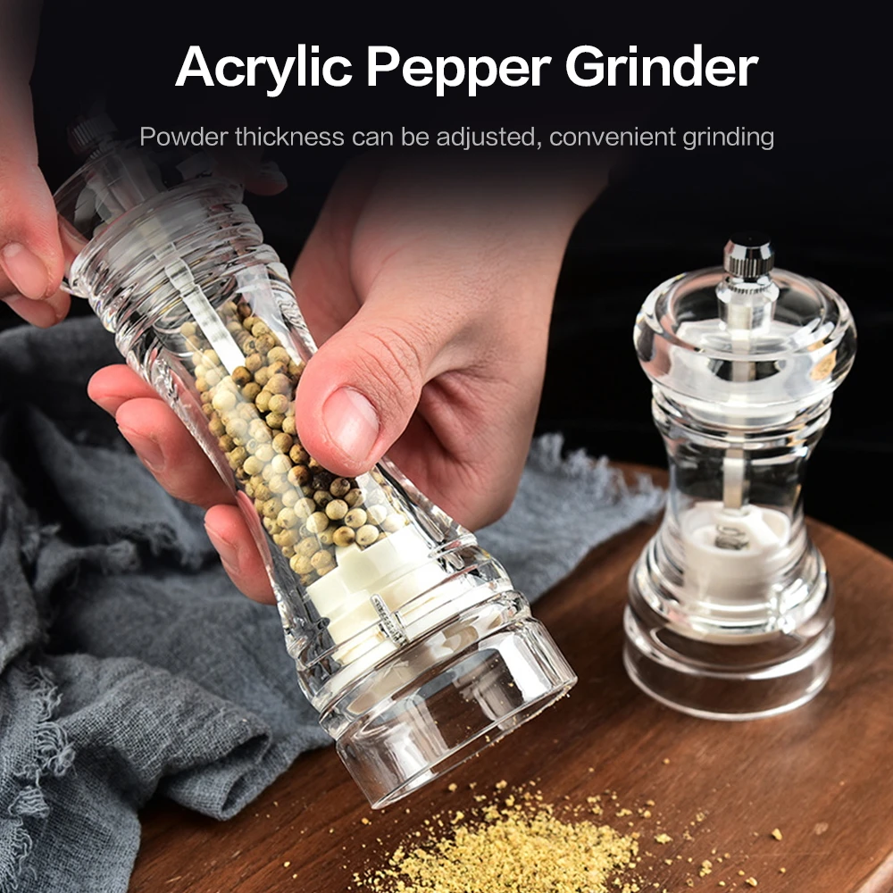 

Portable Manual Salt and Pepper Grinder, Acrylic Salt Mill, Grinder for Herb, Spice, Rose, Kitchen Grinding Gadgets, 1Pc