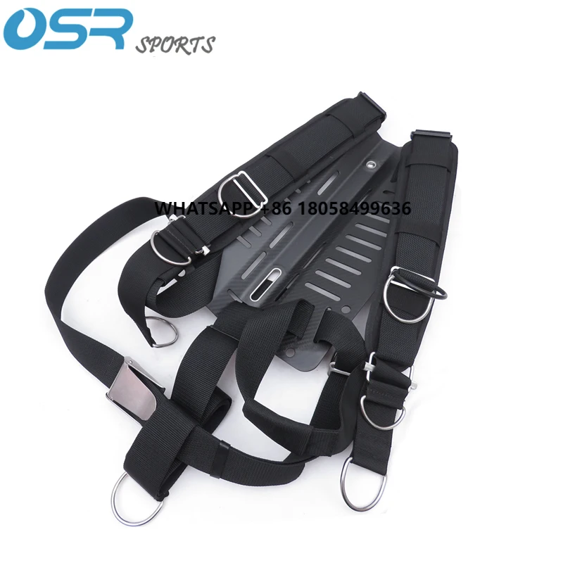 

Scuba Diving Carbon Fiber Alu Aluminum Stainless Steel SS316 Backplate with Adjustable Harness BCD Back Mount Sidemount 60095