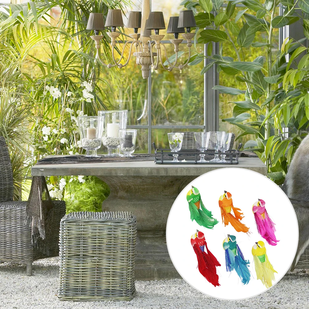 

6Pcs Artificial Bird Simulation Decorations Small Size Easy Install Christmas Tree Branch Clips Home Office Decor