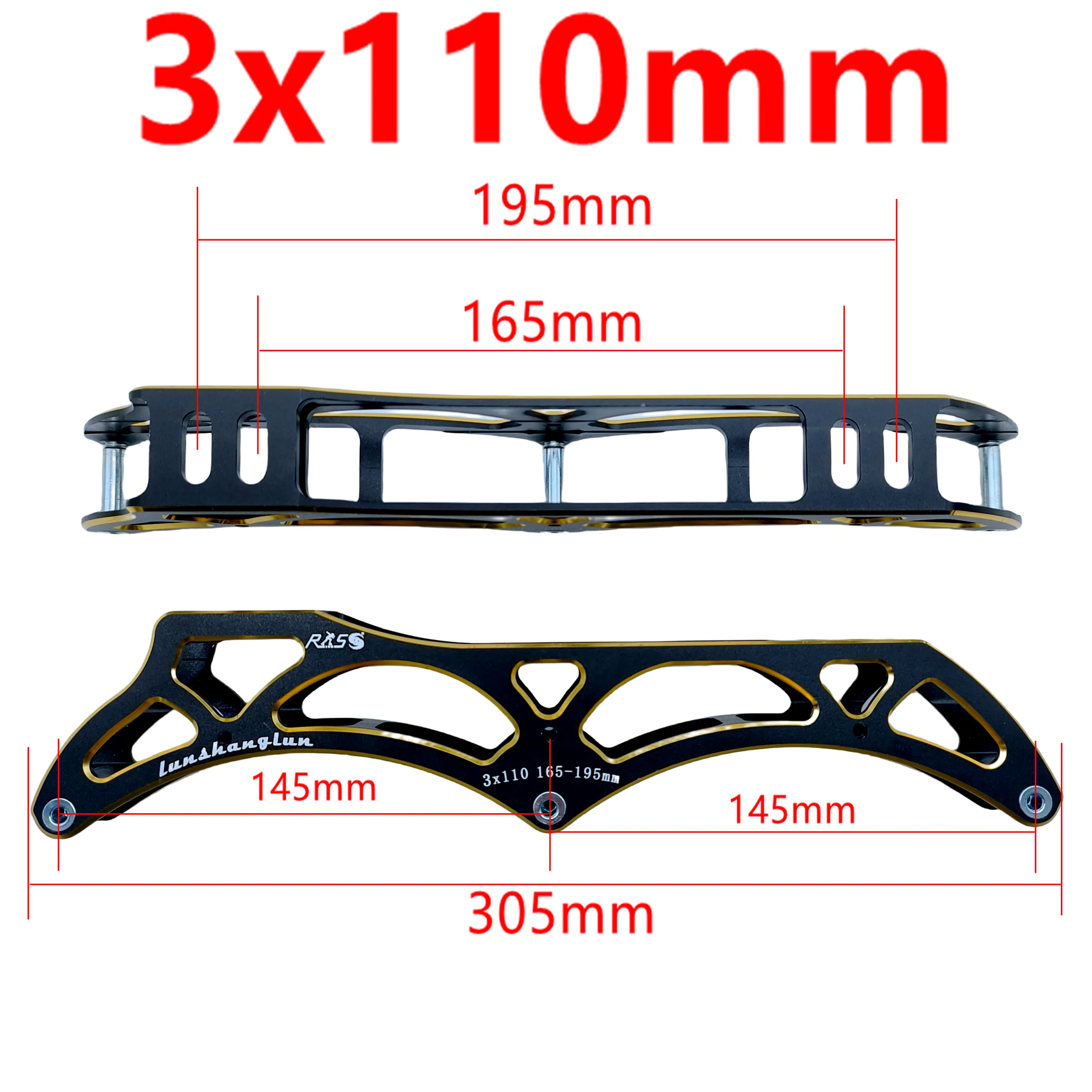 Speed frame 3-wheel roller skate bracket 3x110mm 165-195mm bridge frame 110mm wheels 85a