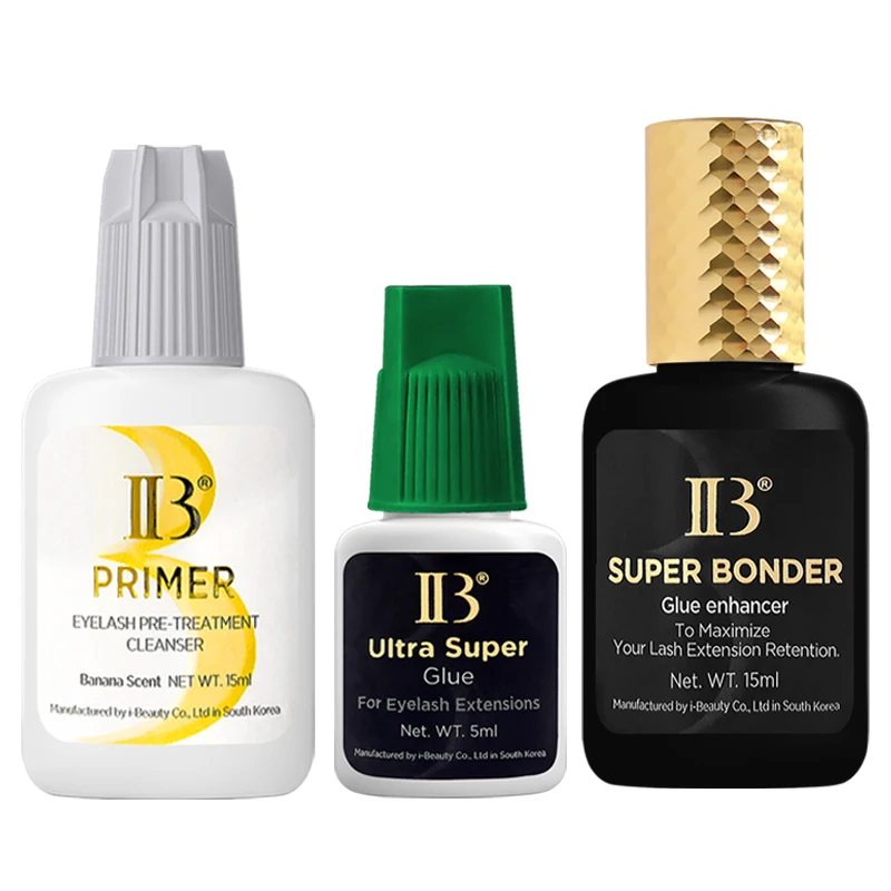 3 Flaschen IB Ultra Super Kleber Gefälschte Wimpernverlängerung Korea Schnell trocknend Langlebige Bananenprimer Klebstoffzubehör Schönheitsentferner