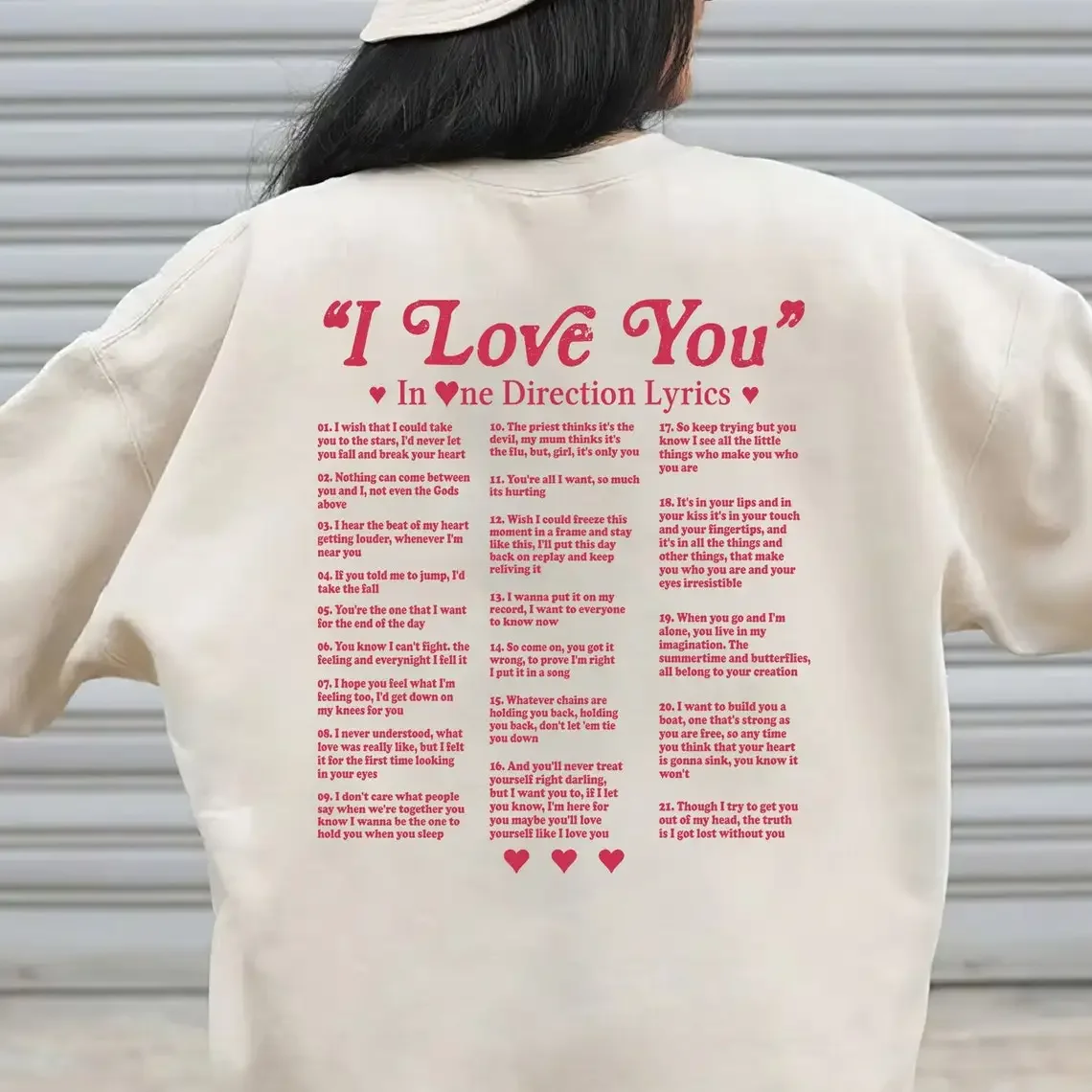 I Love You in Direction Lyrics Crewneck Sweatshirt 1D Merch Shirt Different Ways Say I Love You In Lyrics Hoodie