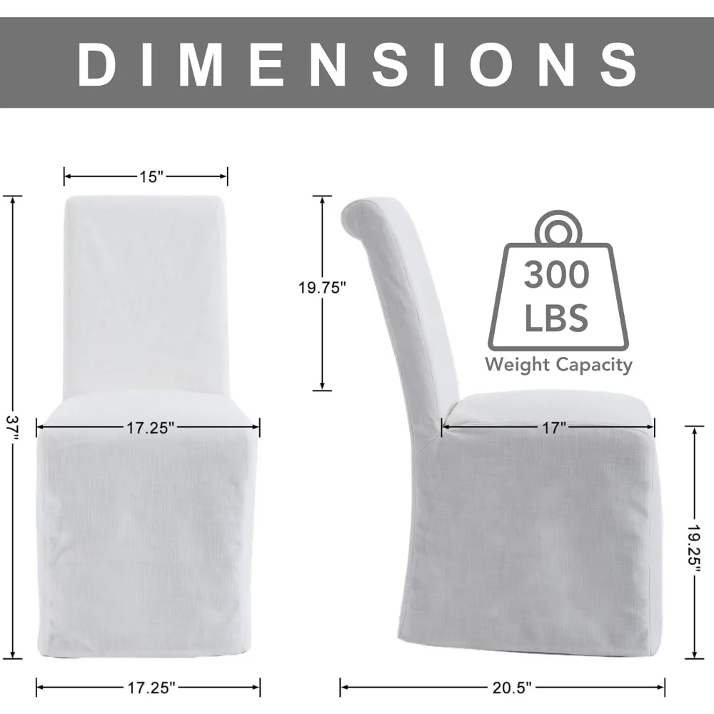 مجموعة كراسي تناول الطعام ذات الغلاف المنزلق مكونة من 2، كراسي غرفة طعام بارسونز المنجدة مع غطاء من الكتان قابل للإزالة، مزرعة حديثة #2