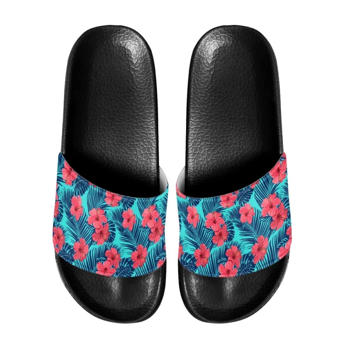 Zapatillas informales de flores hawaianas tropicales para mujer, antideslizantes, transpirables, planas de EVA para interiores y baño