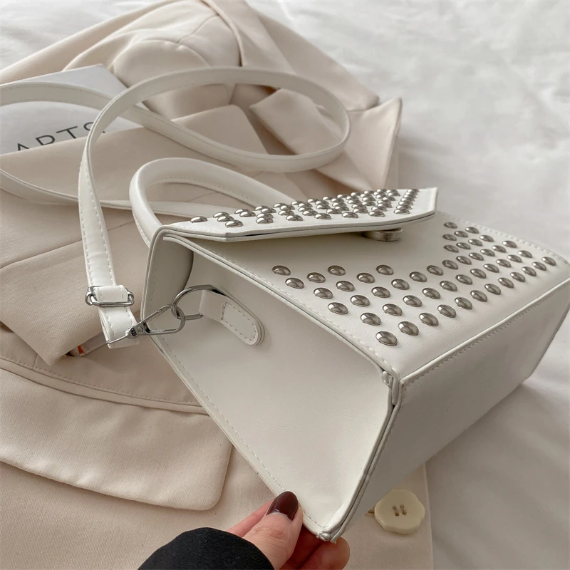 Designer Nieten Umhängetasche mit kurzem Griff Handtasche Mode Mini kleine Handytasche Geldbörse solide Pu-Leder Damen Umhängetaschen – Detail 27