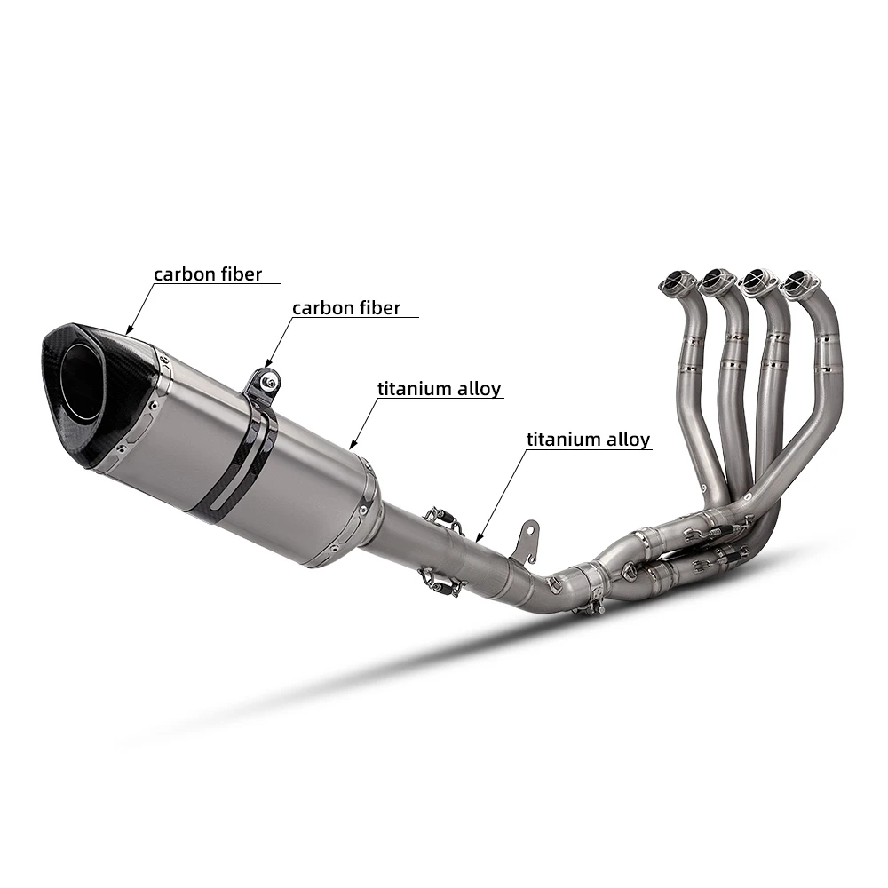 Motorcycle Full Set Exhaust System For ZX6R ZX-6R 2024-2026 Titanium Alloy Front Middle Link Pipe Carbon Muffler