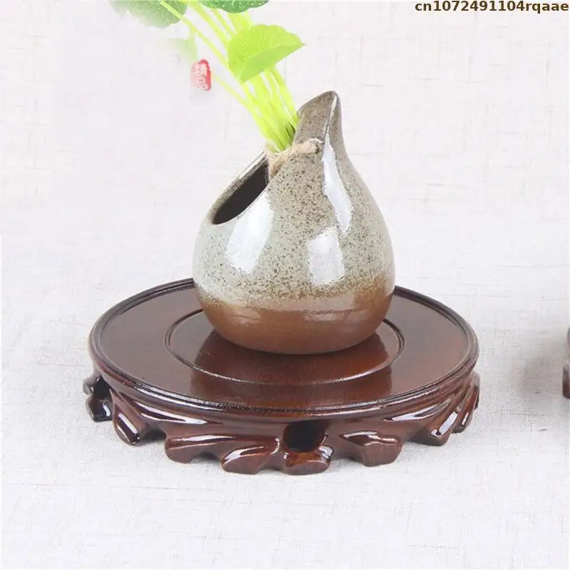 2 Types Wooden Standing Flower Base Tea Sets Fish Tank Pedestal Figurines Incense Vase Display Stand Bonsai Plant Decor Shelf