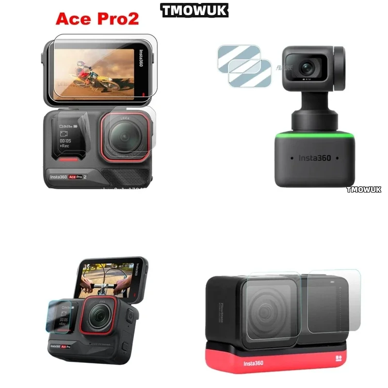 

For Insta360 One RS GO3S, Hard Tempered Glass LCD Screen Protector + TPU Soft Lens Film Cover Case For Link 2 Link 2C GO 3 3s AC