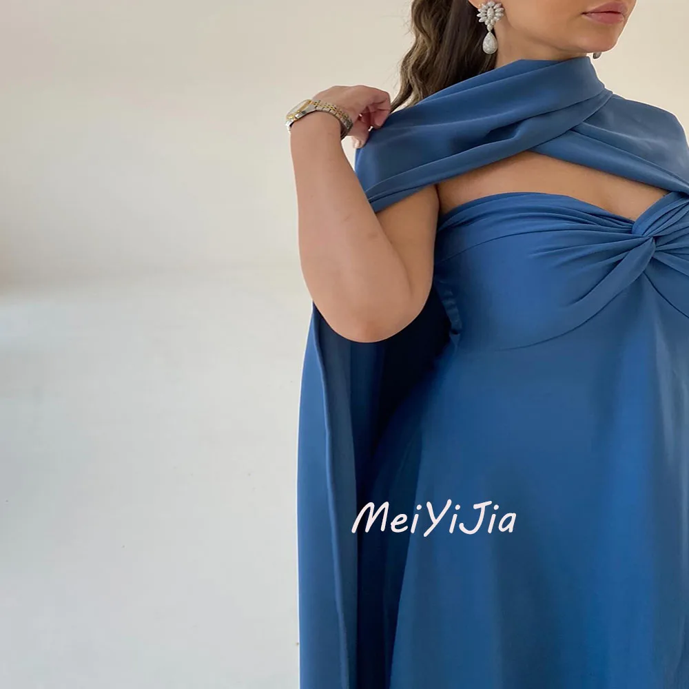 Meiyijia  Evening Dress  ScoopNeckline  Mermaid Ankle-Length Crepe Saudi  Arabia  Sexy Evening Birthday Club Outfits Summer 2024