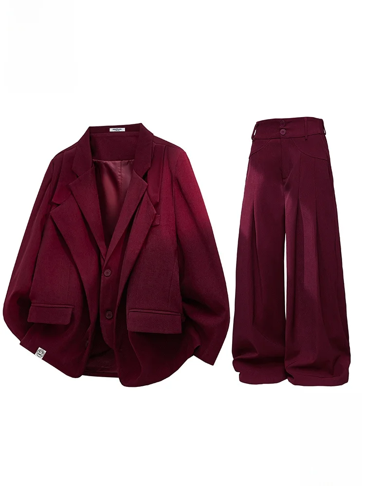 

PaulFrank Red Suit Set for Men Spring Season High-End Feeling Full Outfit Large-Mouth Monkey Design Casual Wear Polyester Blend